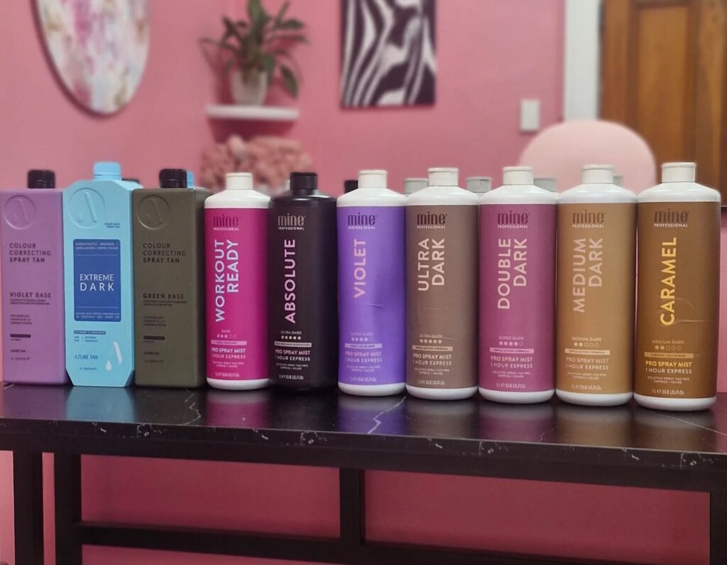 Spray-on tan line-up at Phoebe's Beauty Parlour